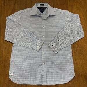 Tommy Hilfiger Mens Large 80s 2 Ply Cotton Blue White Check Button Up Shirt